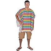 Fun Express Fiesta Poncho for Cinco de Mayo (Adult Size with Bright Colorful Stripes) Party and Costume Supplies
