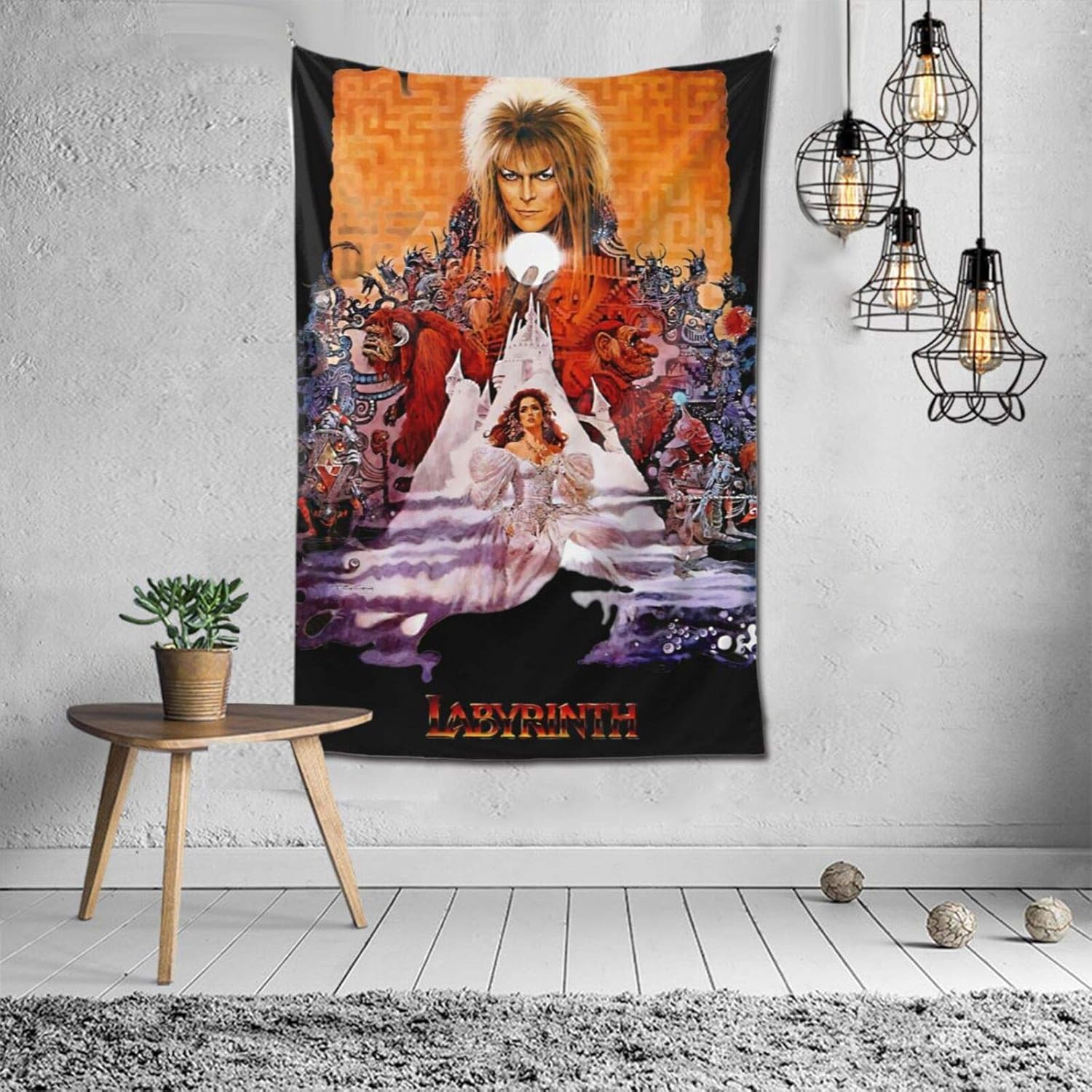 JuliaJOwens David Bowie Labyrinth 1986 Tapestry,Home 3D Printing Tapestry,Bedroom