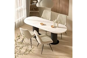 Nalupatio Modern Dining Chairs Set of 4, Comfy Dining Room Chairs with Thick Cushions, Upholstered Fabric Kitchen Side Chairs with Metal Legs, Beige