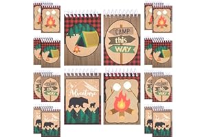PIPILO PRESS 32 Pack Camp Adventure Theme Notepads for Kids, 4 Wilderness Designs (2.5 x 3.5 In)