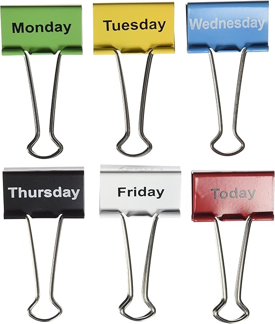 Top Notch Teacher Products Days of The Week Binder Clips (6