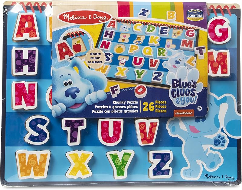 Blue's Clues & You, Puzzle Lettere Alfabeto, 26 Pezzi, Gioco Montessori, Gioco Legno, Multicolore, Gioco Educativo, Regalo Bambini e Bambine