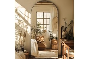 Homsion Full Length Mirror, 76"x34" Oversized Arched Mirror Large Standing Mirrors, Tall Mirrors Body Floor Mirror for Bedroom Living Room Aluminum Frame,Black