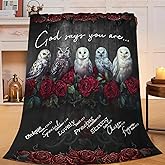 Flintis Owl Blanket Funny Owl Decor God Says You are Inspirational Throw Blanket Gifts for Girls Boys Warm Super Soft Plush Lightweight Fleece Flannel Bedding Blankets for Kids Adults Women 50"X40"