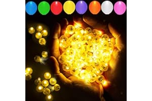 AOGIST 50pcs LED Yellow Balloon Light Mini Tiny LED Light, Small Round Led Ball Lamp for Paper Lantern Indoor Outdoor Fun Birthday Event Halloween Christmas Party Wedding Decoration Supplies