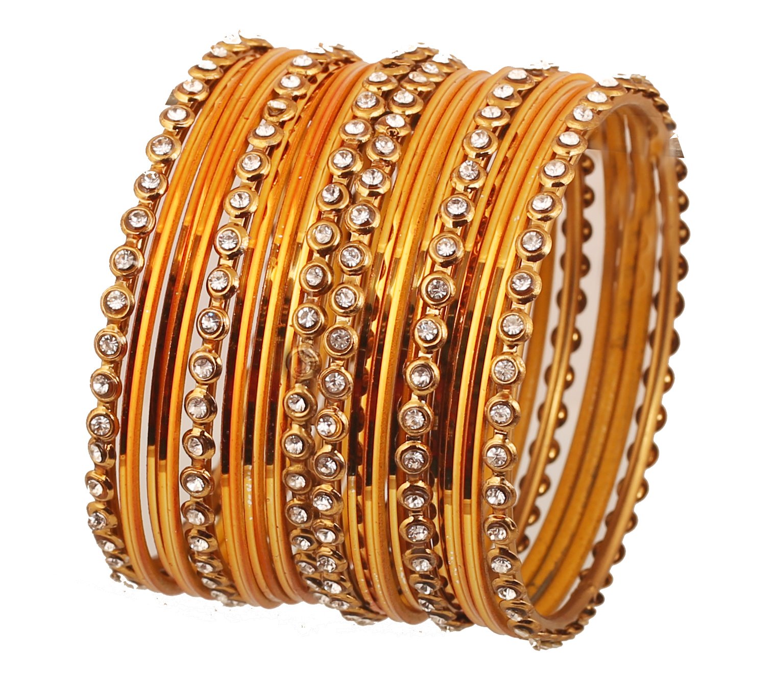 Touchstone "Colorful Bangle Collection Indian Bollywood Alloy Metal And Textured Golden Yellow Designer Jewelry Bangle Bracelets. Set of 18. In Antique Gold Tone For Women.
