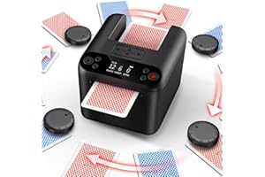 KPAW Automatic Card Dealer Poker Automatic Card Dealer Rotating Machine for Playing Cards 3 Decks USB Rechargeable Card Dealing Machine, for Texas Holdem Uno Card Game (Black1)