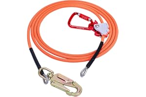 Meyoppm Flip Line, Wire Core Flipline 1/2" X 14', Wire Core Flip Line Kit with Triple Lock Carabiner Adjuster, Steel Swivel Snap, Climbing Flipline for Fall Protection, Arborist, Tree Climbers