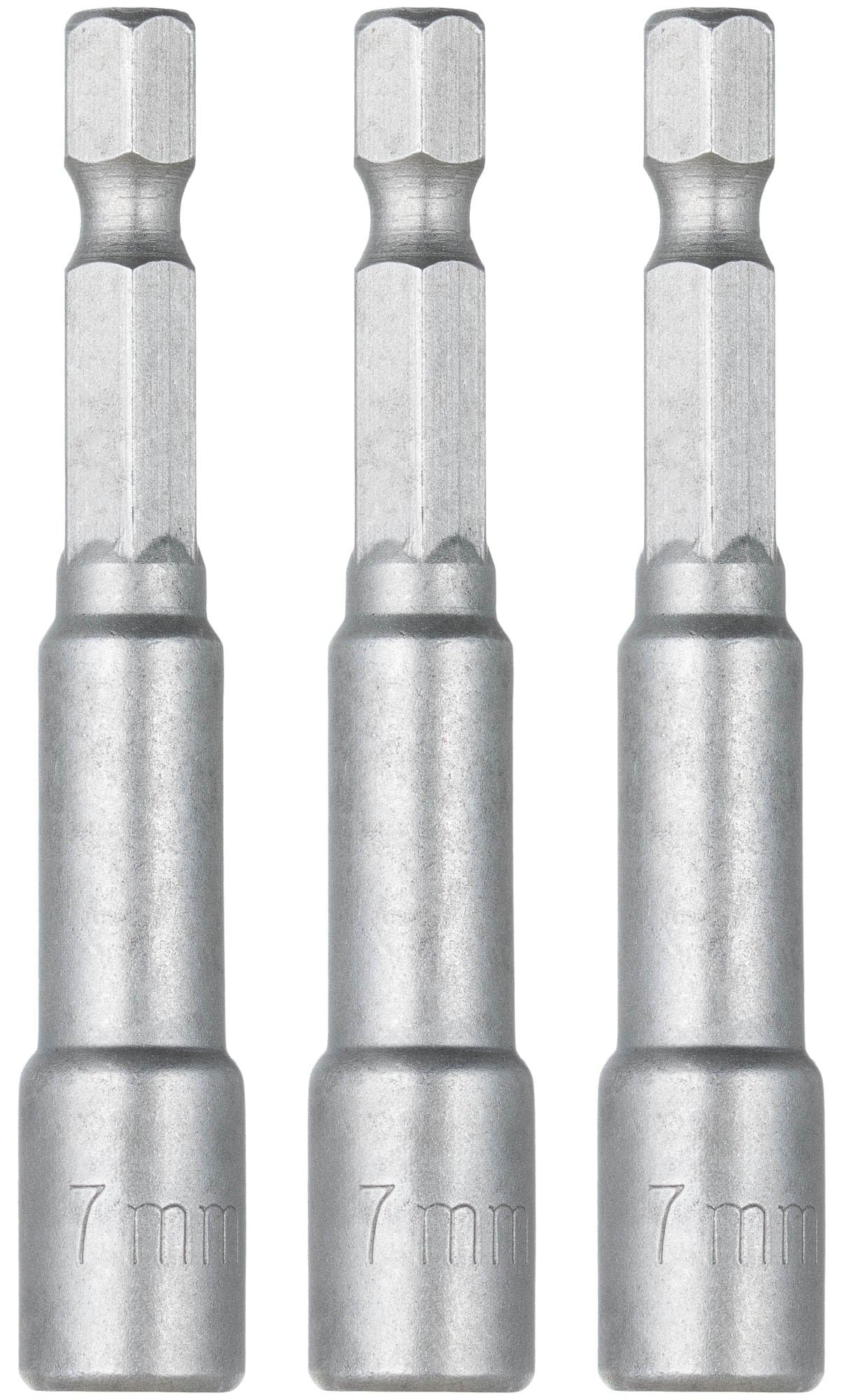 YoiYee 7mm Hex Nut Driver Set with Magnetic Quick-Change Shank, Chrome Vanadium Steel, 65mm Length - Sandblasted Finish, 3 Pieces