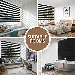 AOSKY Custom Cordless Zebra Blinds for Windows Pull