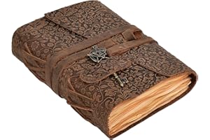 LEATHER VILLAGE Handmade Leather Bound Journal for Women- Brown | 7"X5" (A7) Medium | 260 Pages Blank of Vintage Paper Writing, Sketchbook, Notebook