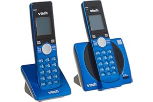 VTech CS6919-25 Dect_6.0 2 Handset Landline Telephone, Metallic Blue