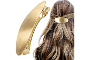 HINZIC 3inch Oval Hair Barrette Metal Large Hair Clip Vintage Gold French Wedding Prom Formal Hair Accessories for Women Long Thick Hair