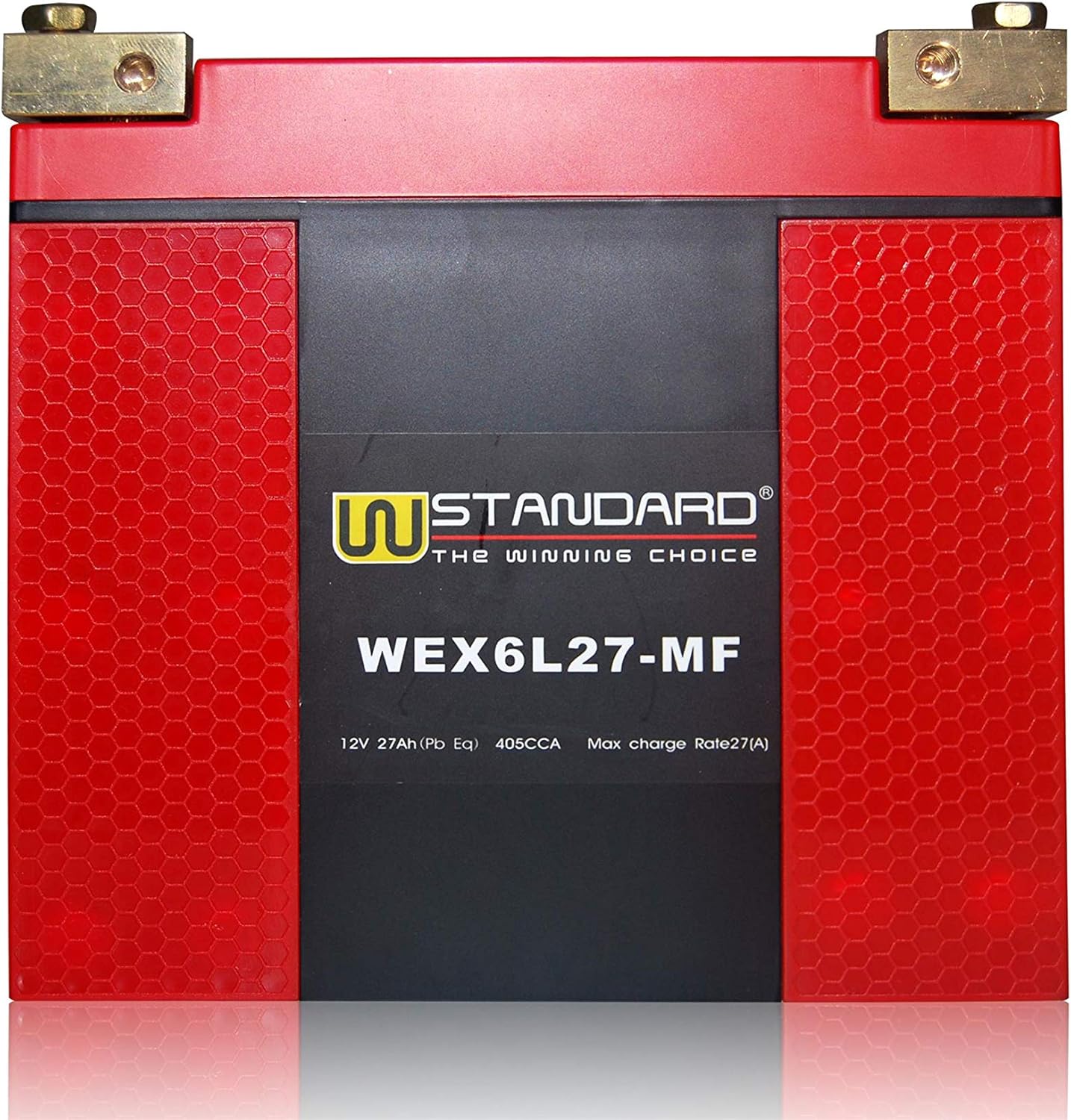 Wstandard Motorcycle Lithium Iron Starter Battery 12V, 405 CCA, No Spills, Fully Charged and Activated Ready to Use; For 27Ah Harley(WEX6L27-MF)