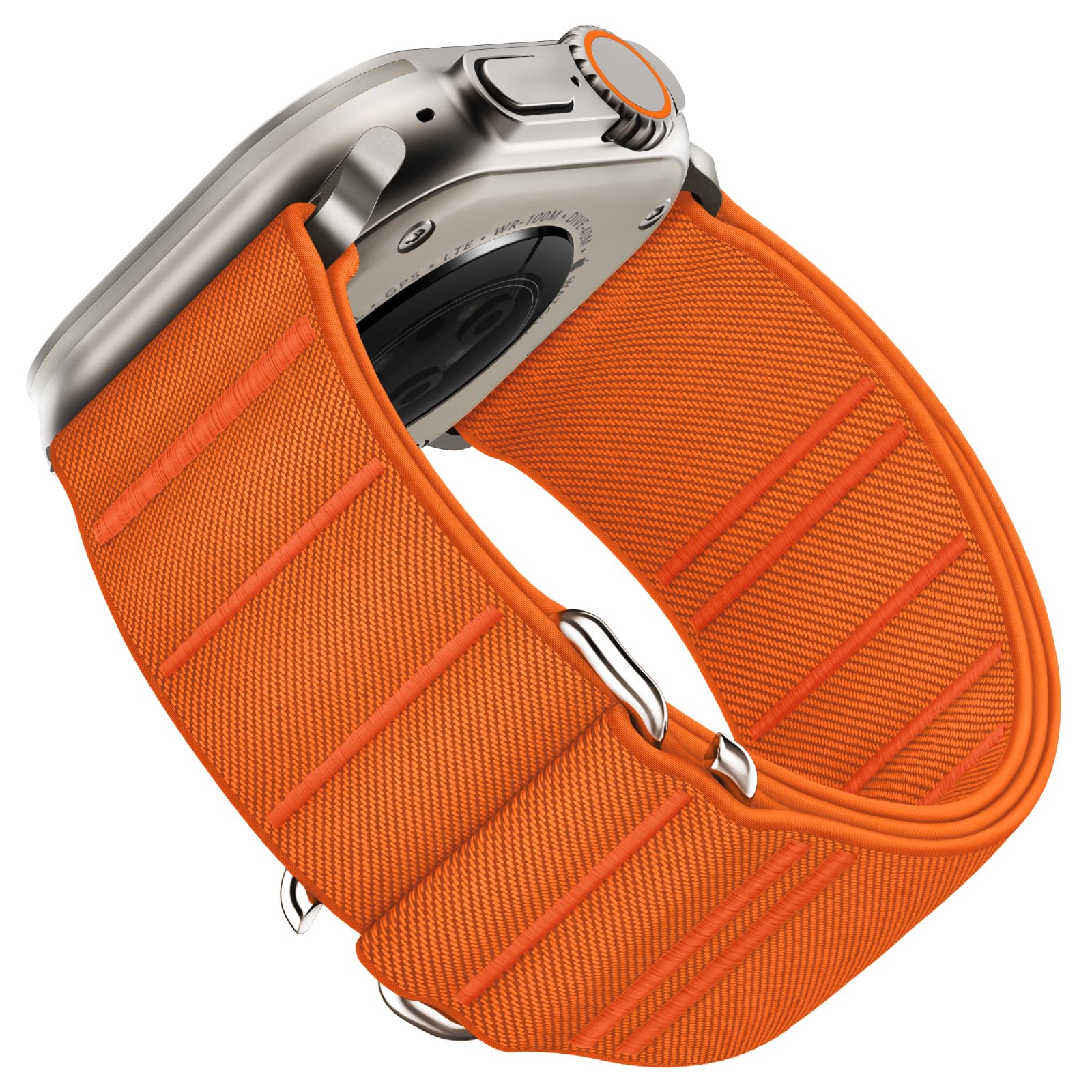 Suitisbest Straps Compatible with Apple Watch Ultra Strap 49mm 46mm 45mm 44mm 42mm, Stretchy Nylon Sport Loop Strap with S-Hook for Apple Watch Ultra 2/ Ultra SE Series 10 9 8 7 6 5 4 3, Orange