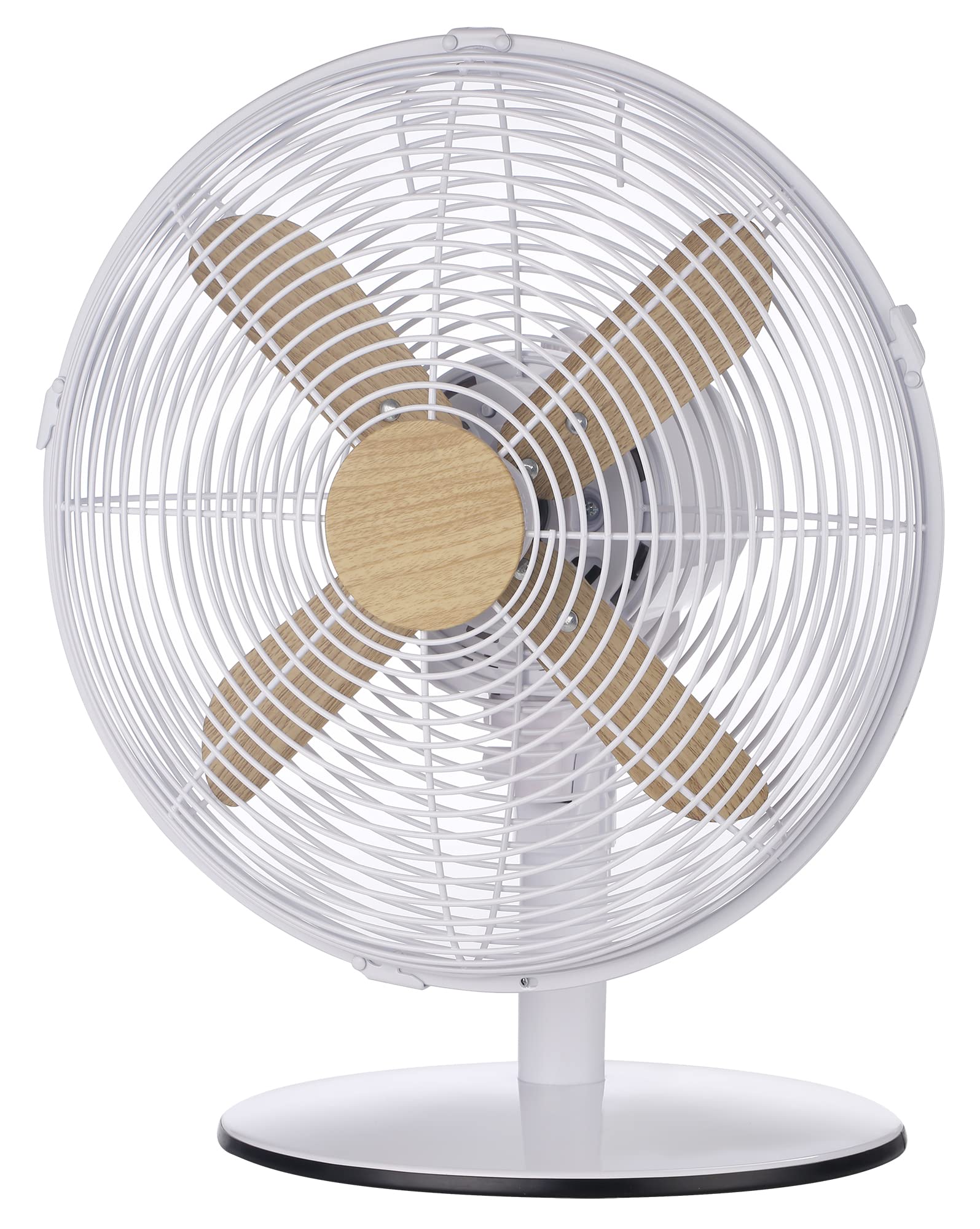 Russell Hobbs RHMDF1201WDW 12" Scandi Electric Desk Fan, 3 Speed Settings, Oscillating Fan & Adjustable Tilt, 45W, White and Wood Effect