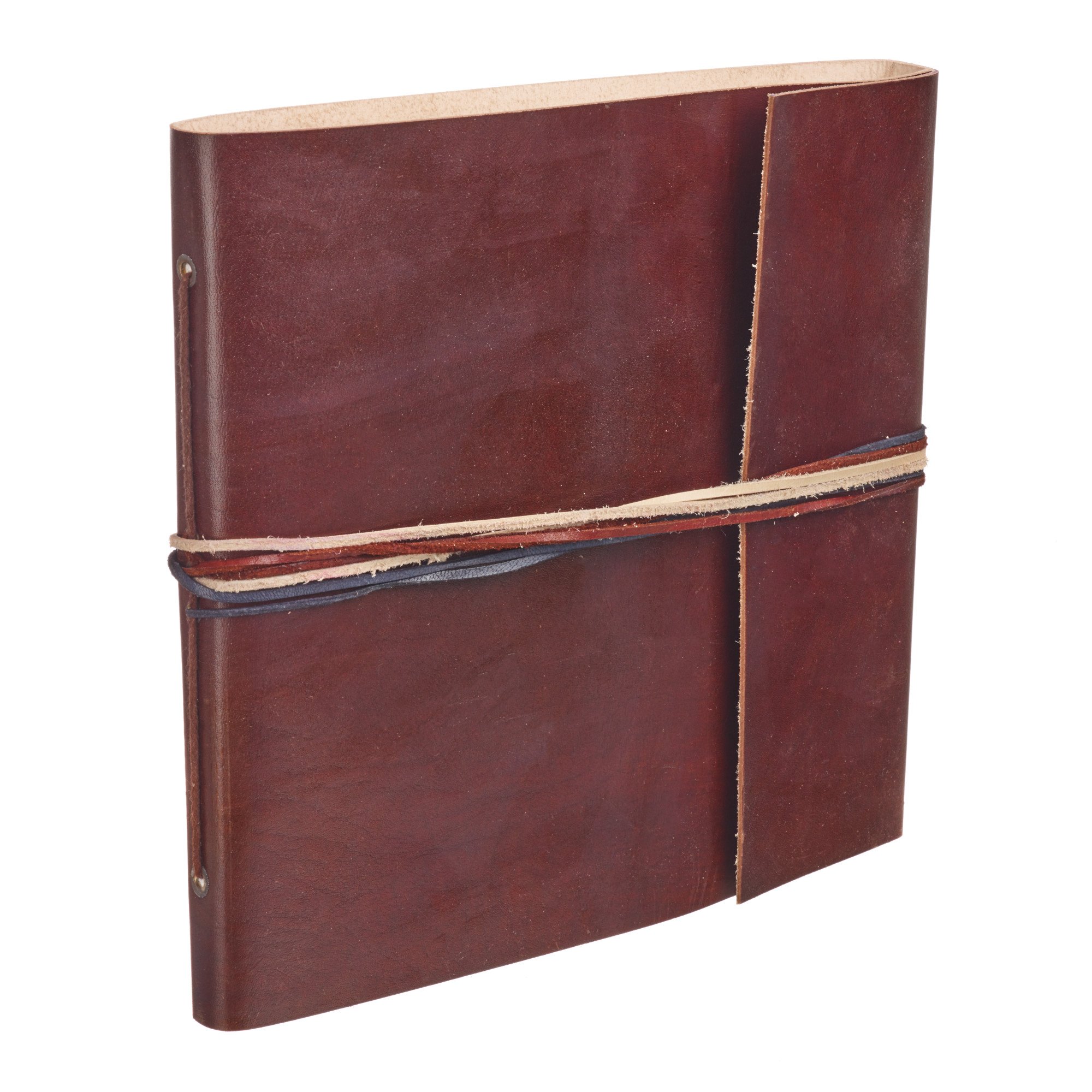 Coloured Leather Photo Album | Chocolate Brown | 30 Pages to fit 120 6x4 or 60 7x5 Inch Photos | Fair Trade & Handmade | Scrapbooking and Crafting Picture Album | 26cm x 24cm — image 1