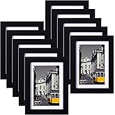 eletecpro 5x7 Picture Frames Set of 10, Picture Frame Collage Wall Decor Display 4x6 Photo With Mat or 5x7 without Mat, Home Decor Gallery Frame for Table Top or Wall Mounting, Black