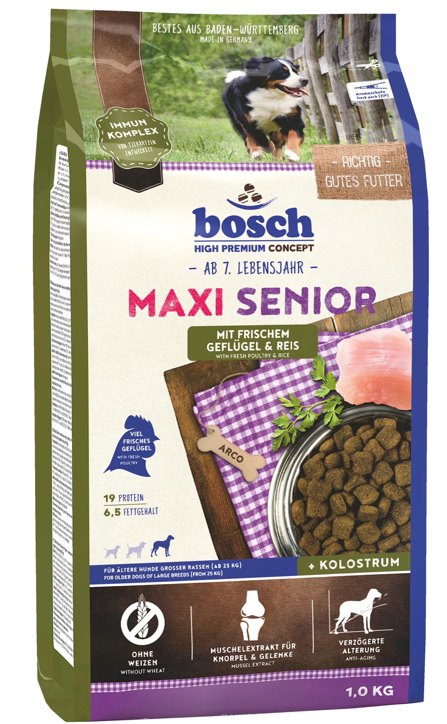 Bosch Maxi Senior Dog Food, Chicken and Rice, 1 kg