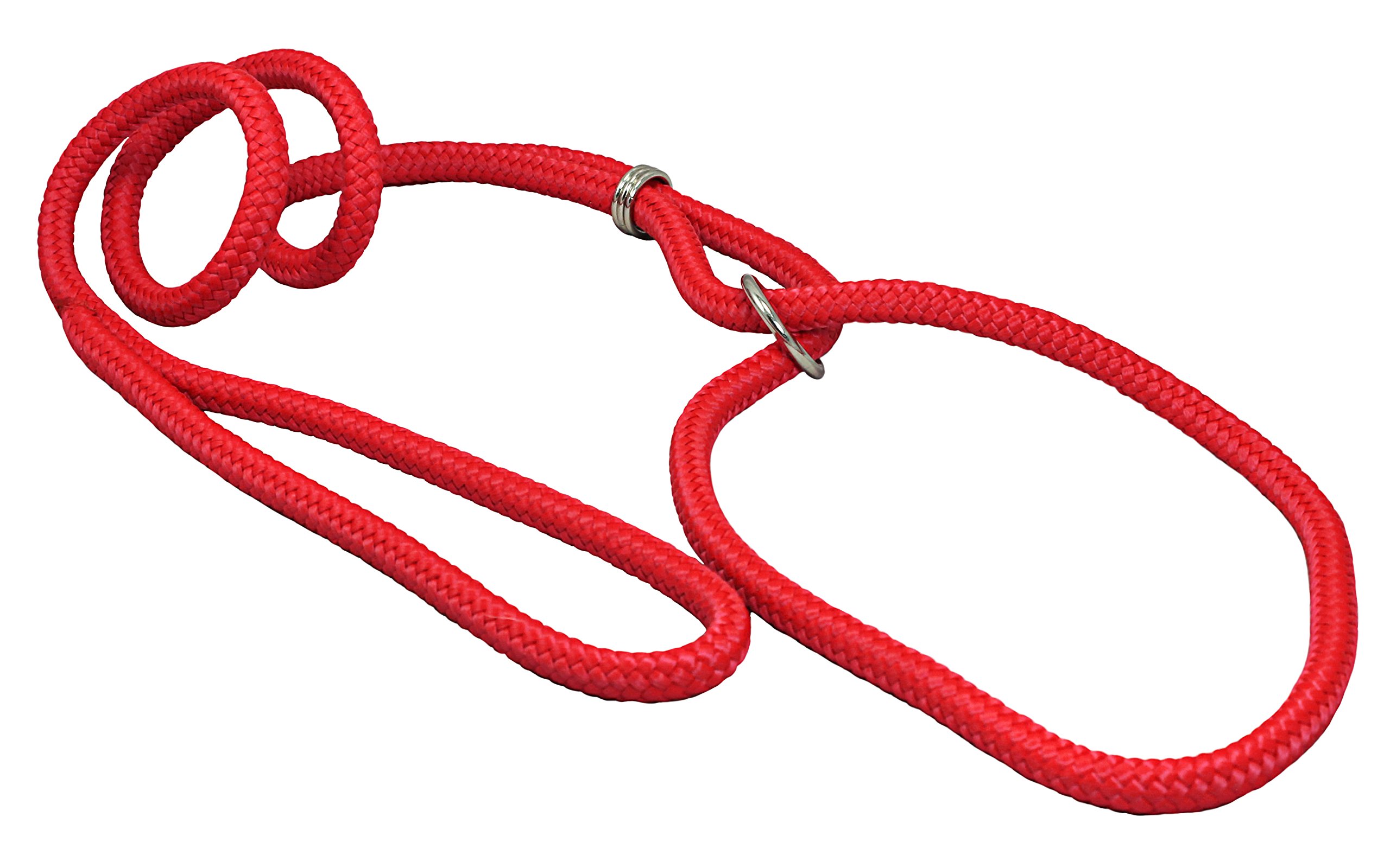 Dog Show Lead Braided Tubular Nylon 52" Long (Large: diam 3/8"(10mm), Red)
