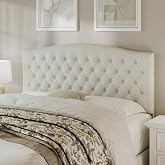 Befurtori Queen Headboard Only, Linen Classic Tufted Design, Ivory | 2 installation options: 1.bed frame mount 2.wall mount (for adjustable bed), Classic hand-tufted headboard king size