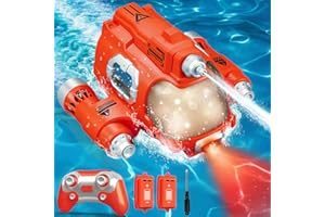 WHIMSYLAND Remote Control Boat, 2.4GHZ Mini RC Boat with Spray Water Pump and Led Lights Lakes & Swimming Pool Toys (red)