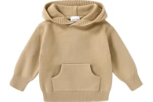 YOUNGER STAR Toddler Baby Girl Boy Knit Sweater Hooded Long Sleeve Sweatshirt Tops Fall Winter Clothes with Pocket