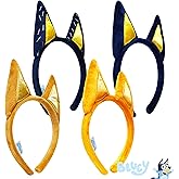 LUV HER Bluey Party Supplies - 4pc Animal Costume Ears Headband, Plush Soft Ears, Elastic Family Headbands for Halloween, Birthday, Play Day