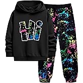 Doumlop Boys Clothes Camo Boys Outfits Letter Printing Pullover Hoodie and Pants 2Pcs Winter Kids Clothes Boys for 7-14 Years