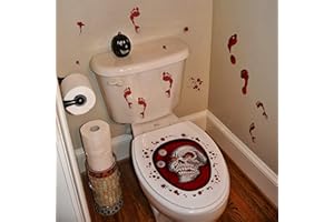 ROFARSO Halloween Toilet Lid Decals 3D Horrible Wall Stickers DIY Scary Home Decor Bathroom Screaming Bloody Dark Creatures Decoration Poster for Punk Party (Red Eye Skull)