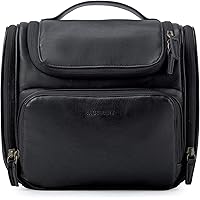 Toiletry Bag, BAGSMART Hanging Leather Toiletry Kit Large Women Mens Travel Organizer Water-resistant for Full Sized…