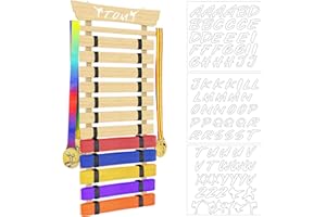 Fiaygro 12 Belts Karate Belt Display Rack with Stickers, Martial Arts Belt Display Holder, Taekwondo Belt Display, Jiu Jitsu BJJ Belt Display Hanging Holder for Kids and Adults Gifts