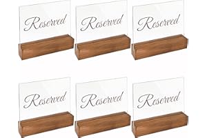 Sparkle Race Reserved Table Signs, 6-Pack Acrylic Reserved Signs for Weddings with Wood Holders, Place Card Holder for Dinner Party Events Seating