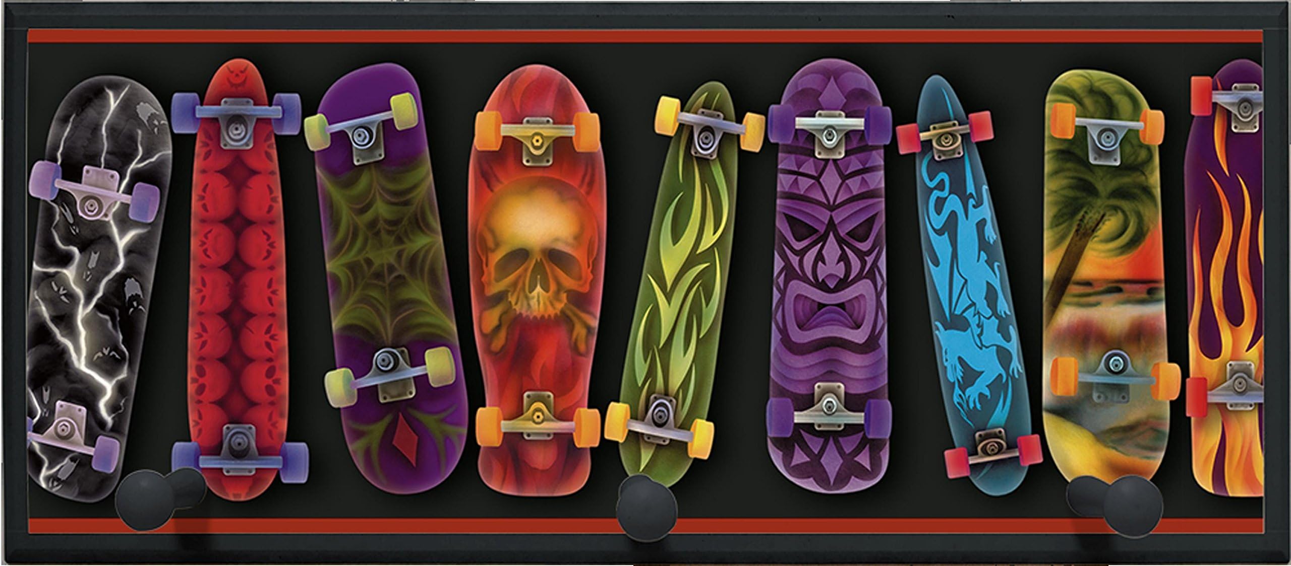 Illumalite Designs Skateboards Plaque with Wooden Pegs