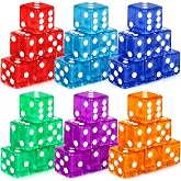 Lemicin 36 Piece 19mm Casino Style Craps Dice Sets Acrylic Translucent D6 Dice Bulk Square Rounded Edge for Casino Craps Table Games and Board Games Party Bar Entertainment