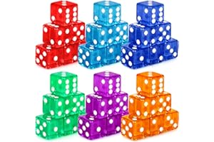 Lemicin 36 Piece 19mm Casino Style Craps Dice Sets Acrylic Translucent D6 Dice Bulk Square Rounded Edge for Casino Craps Table Games and Board Games Party Bar Entertainment