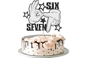 ZHUOWEISM 1 PCS Six Seven Cake Topper Glitter Cheers to 7 Years Funny Six Seven Cake Pick I Was 6 Now I'm 7 Cake Decoration f