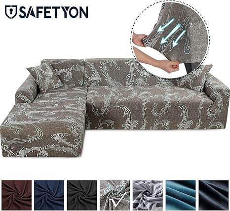 safetyon funda elastica para sofa esquinero en l 3 plazas 3 plazas funda delgada y aterciopelada para proteger sofas de perros y otras mascotas