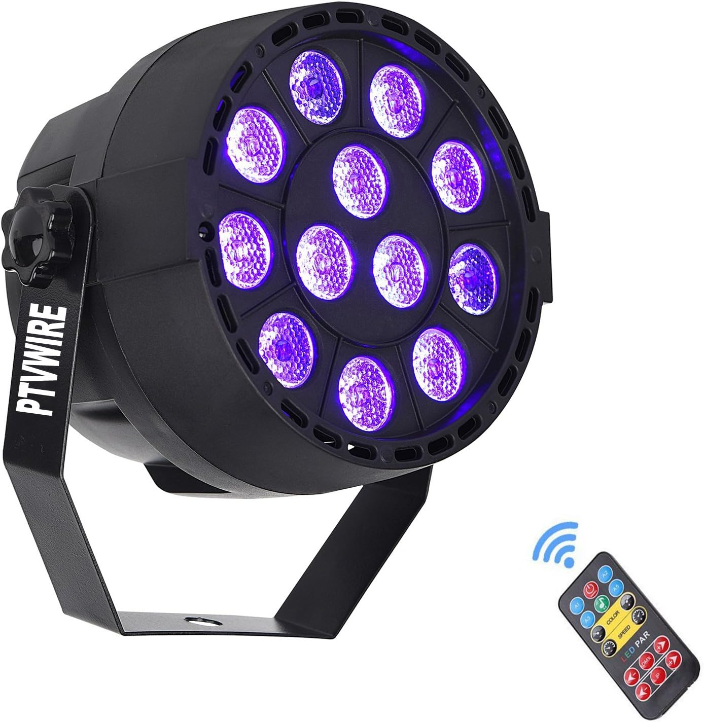 Black Lights, PTVWIRE 12 Led DJ Lighting Black light with Remote Control Sound Activated DMX UV led bar 12x1W Par Can Stage Light for Concert Disco Party Show