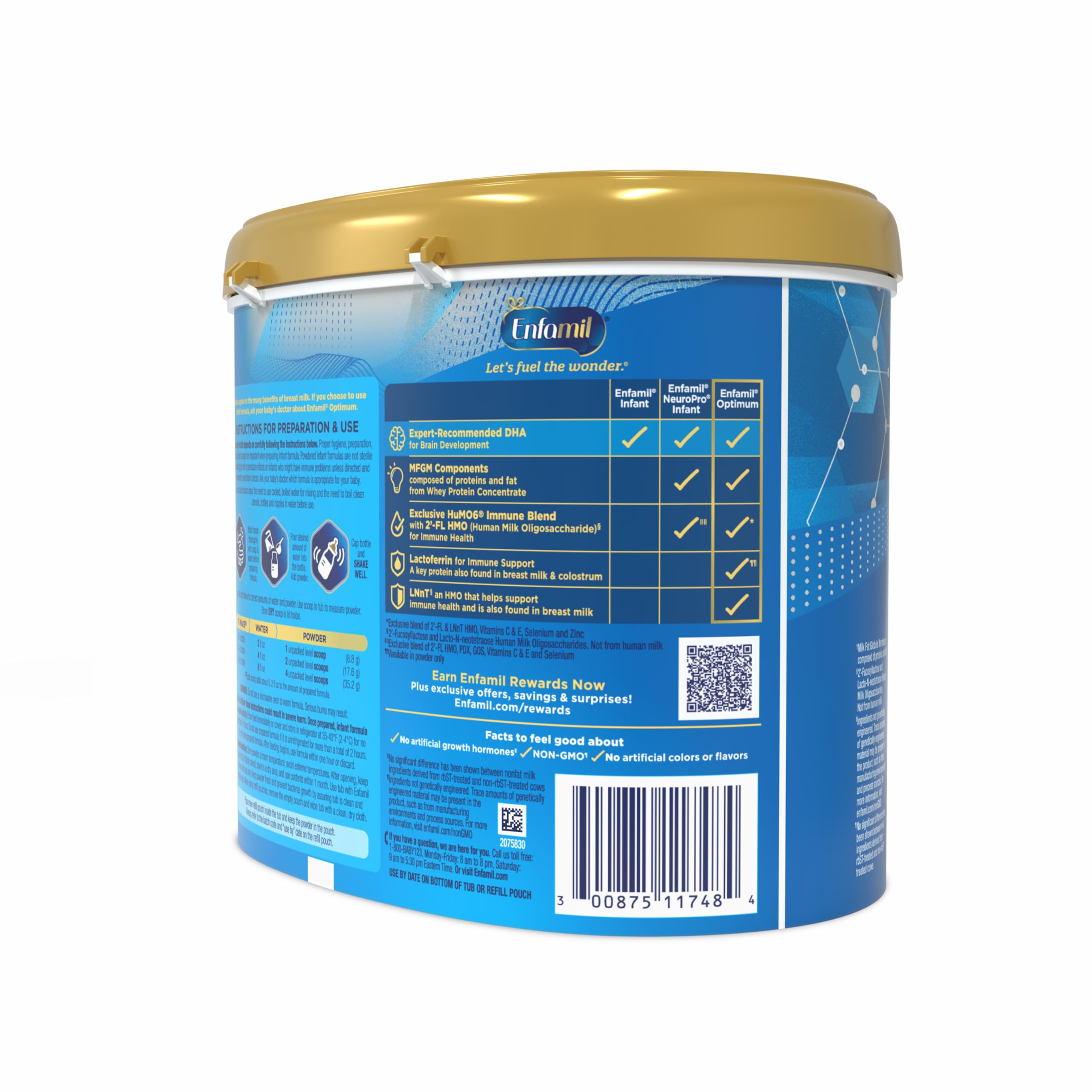 Enfamil Optimum (Enspire), Immune-Supporting Lactoferrin and Brain-Supporting DHA Baby Formula, Our Closest Formula to Breast Milk - Powder 20.5 Oz Tub