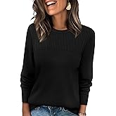 XIEERDUO Sweaters for Women Long Sleeve Shirts Round Neck Ribbed Knit Pullover Sweater Fashion Clothing