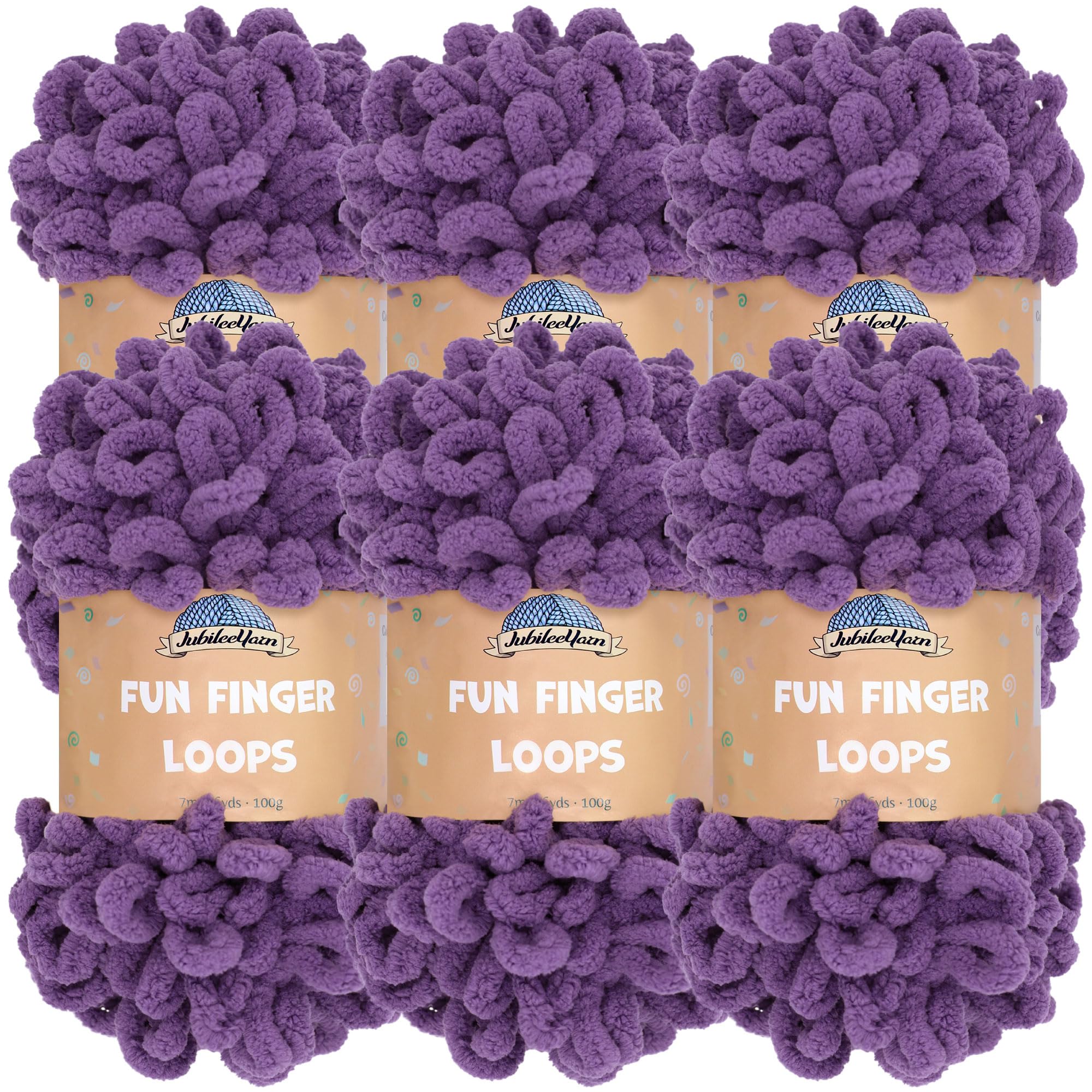 JubileeYarn Fun Finger Loops Yarn - Polyester Jumbo Weight Loop Yarn - 100g/Skein - Grape Compote - 6 Skeins — image 1