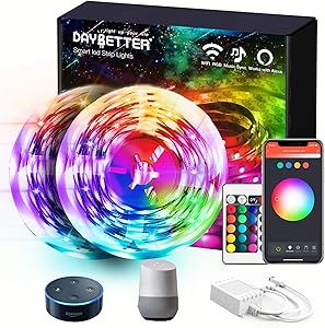 Daybetter 50ft Led Strip Lights with WiFi App Control for Home Decoration(2 Rolls of 25ft)