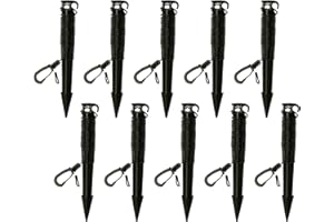 NEW TRADITIONS SIMPLIFY YOUR HOLIDAY 8 inch Heavy Duty Inflatable Stakes Yard Stakes with Matching 8 Foot Built-in Rope (Black, Set of 10)