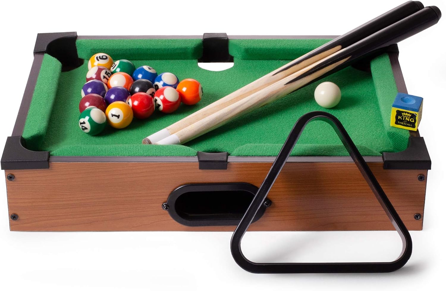 Tabletop Pool, Mini Pool Table & Billiard Set | Small Billiards Game with 16 Resin Balls, 2 Pool Cues, Triangle Rack, & Chalk | Travel-Friendly & Office Desk Games, Bartop, or Home Use & Easy Storage : Sports & Outdoors