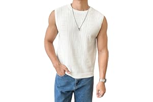 Verdusa Men's Sleeveless Round Neck Knit Tank Top Casual Sweater Vest