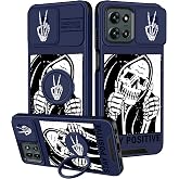 Funermei for Moto G 5G 2025/2026/G Play 2026 Case with Ring Stand, Skull | Slide Camera Protection, Dual-Layer Hard PC Construction, Cute Girly Phone Cover for Women and Girls