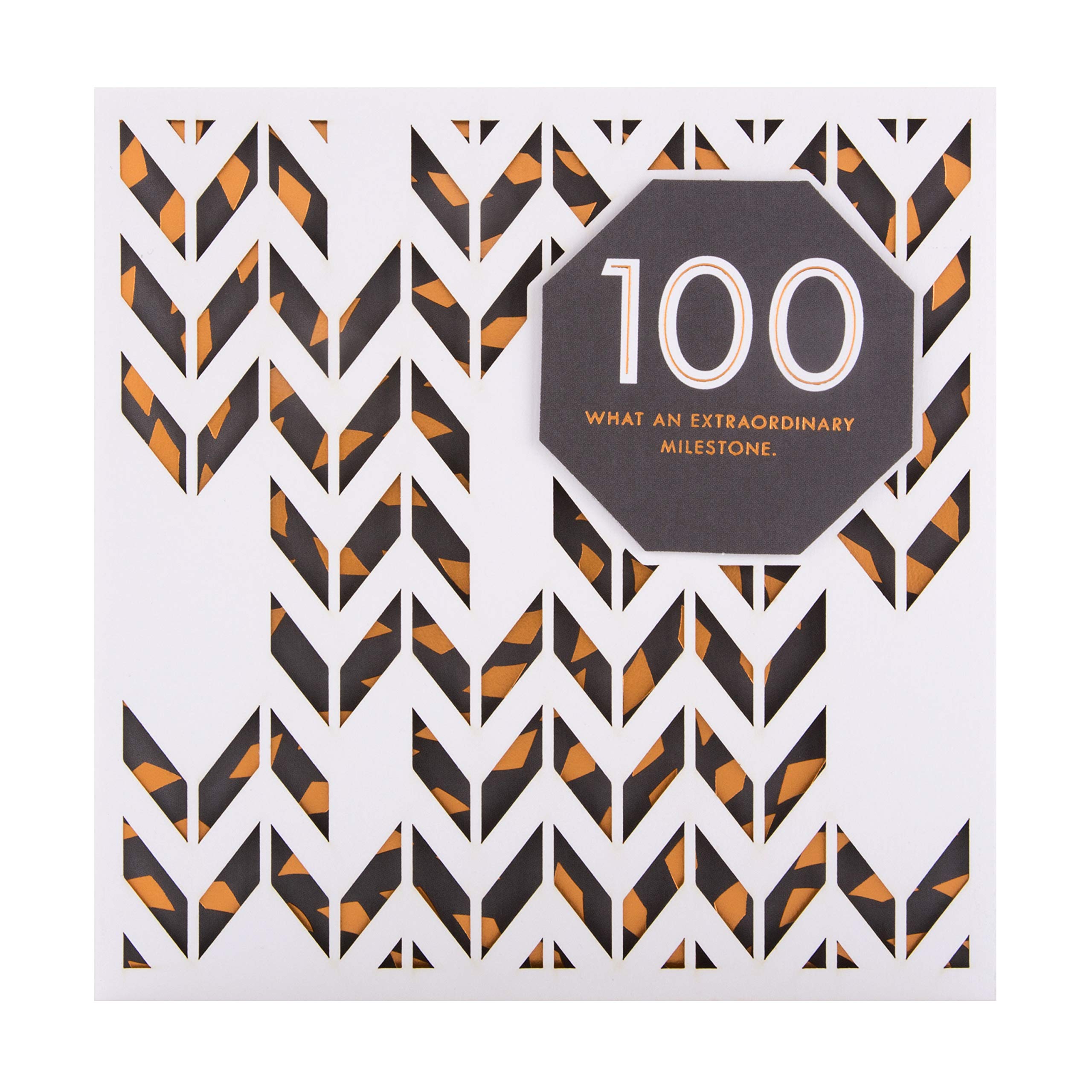 100TH Birthday Card from Hallmark - Laser-Cut 3D Design with Copper Foil Details