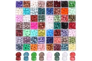 CAFFOX 1456Pcs Sealing Wax Beads Kit, Letter Wax Seal Stamp, 56 Colors