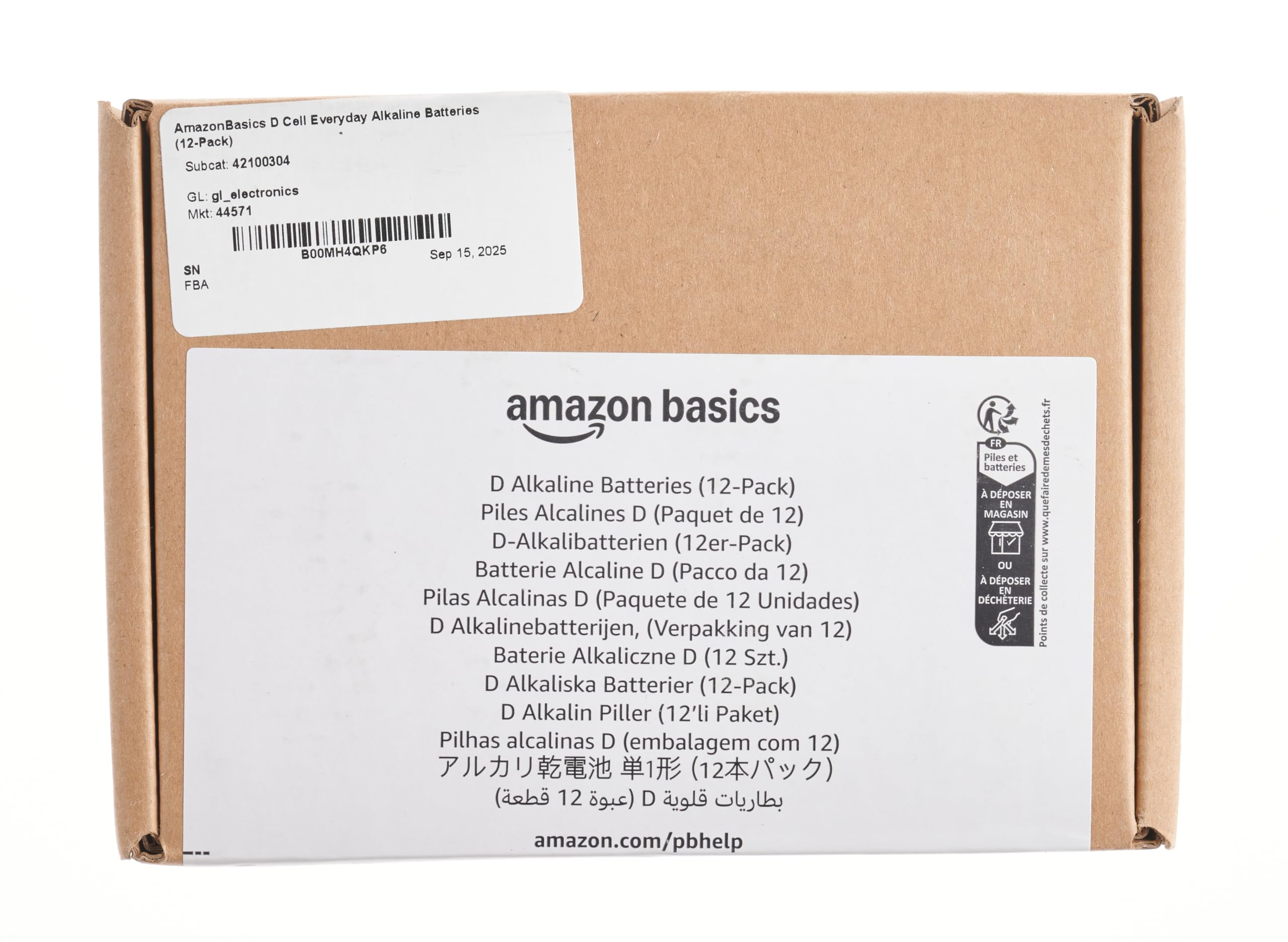 Amazon Basics 12-Pack D Cell Alkaline All-Purpose Batteries, 1.5 Volt, 5-Year Shelf Life